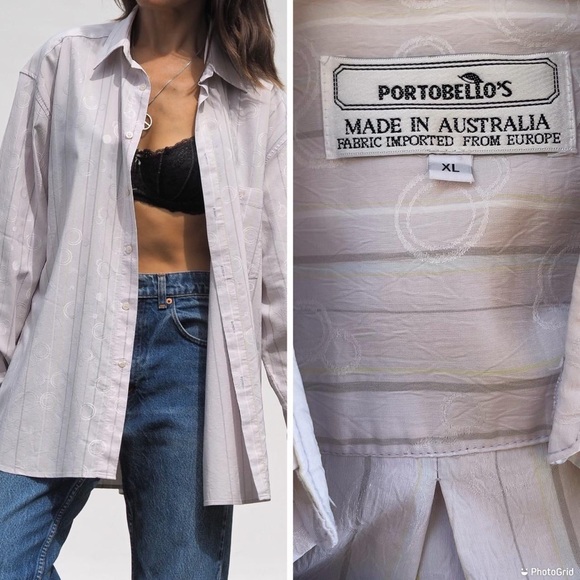 VINTAGE MEN'S STRIPED SPOTTED DRESS SHIRT - Picture 4 of 4